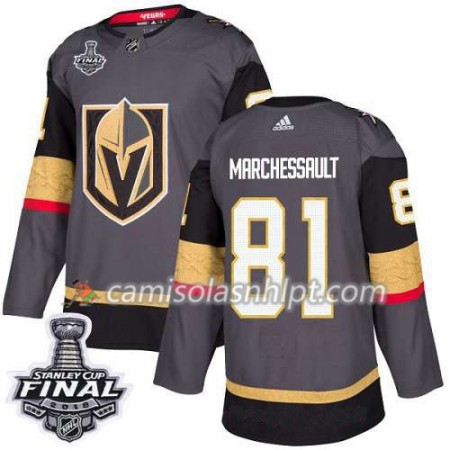 Camisola Vegas Golden Knights Jonathan Marchessault 81 2018 Stanley Cup Final Patch Adidas Cinza Authentic - Homem